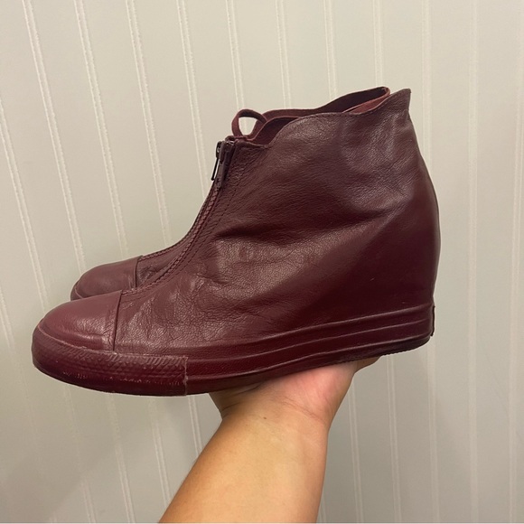 Converse Chuck Taylor All Star Lux Shroud Mid Wedge Sneakers in Bordeaux Sz 10 - Picture 7 of 11
